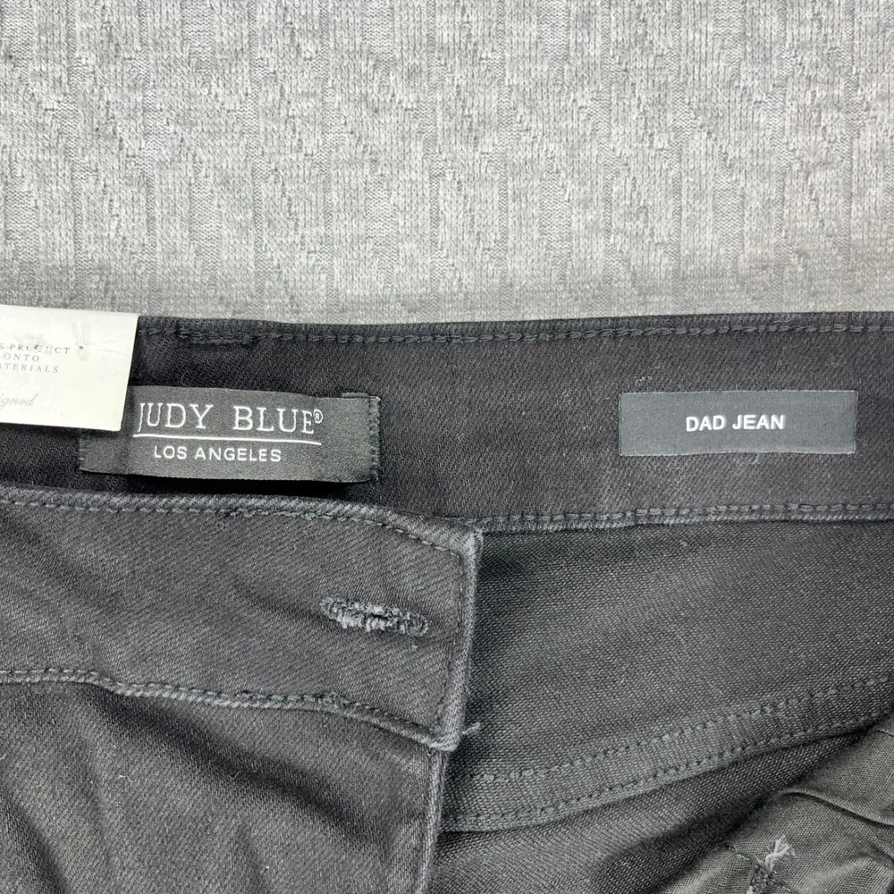 New Judy Blue Jeans Women 16W Black High Waist Crossover Fly Straight Leg‎
